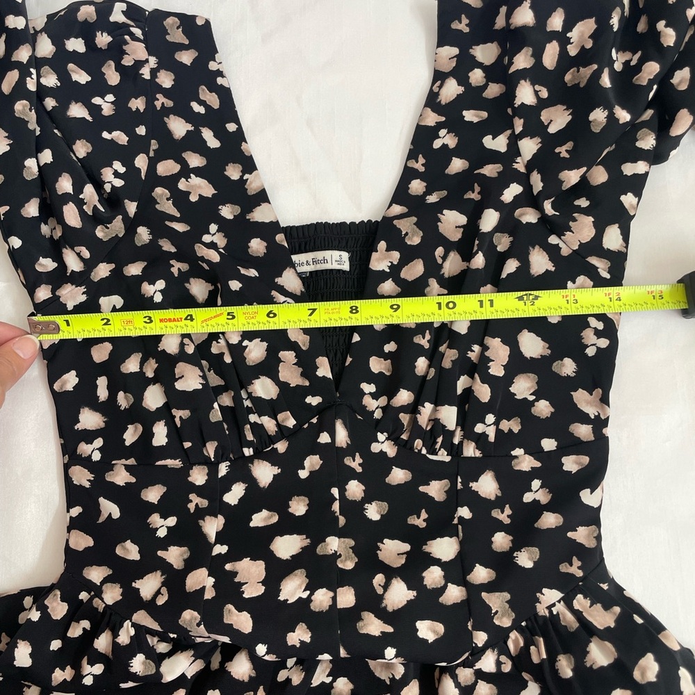 Abercrombie & Fitch Black and Cream Long Sleeve Dress Women’s Size S - Picture 6 of 14